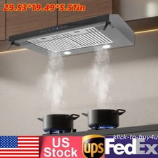 30 inch Kitchen Under Cabinet Range Hood Stainless Steel 900CFM Black LED Lights