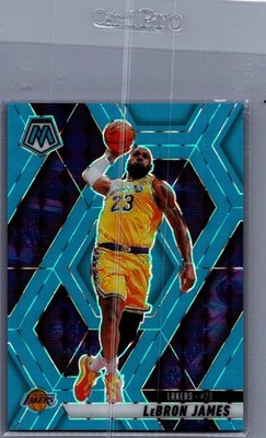 2024-25 Panini Mosaic #180 LeBron James Blue Fluorescent Mosaic #/75