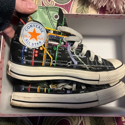 Converse Chuck Taylor All Star Black Hi Top Sneakers Sz 5 NYC Subway READ PLS