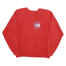 HANES Mens Red Sweatshirt L Crew Neck Cotton Blend Oullette Annual Old Fashioned