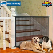 Pet Gate No-Drill Dog Cat Barrier Portable Foldabl Protection Fence with 6 Hooks