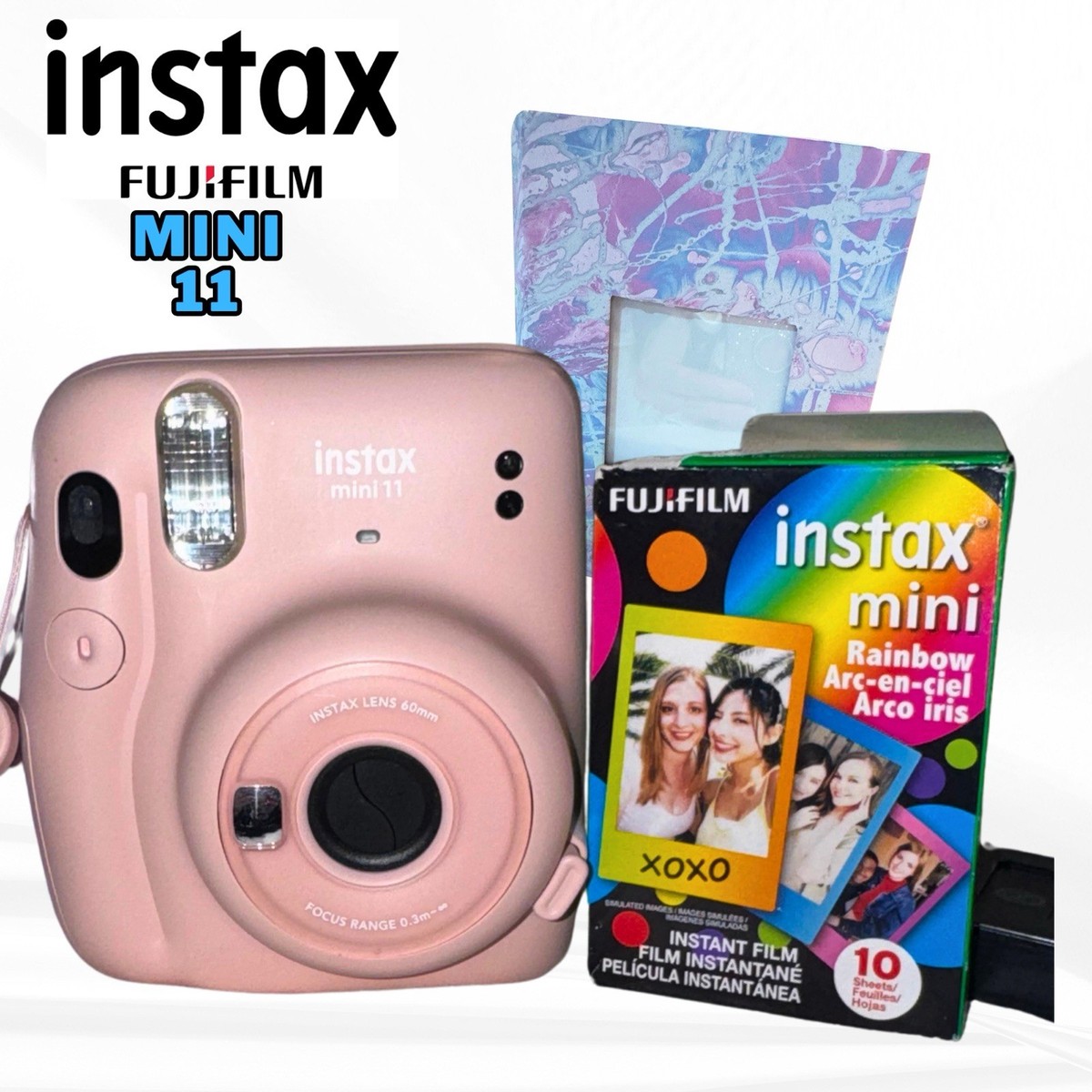 Fujifilm Instax Mini 11 Pink Bundle + Album + Film +Batteries