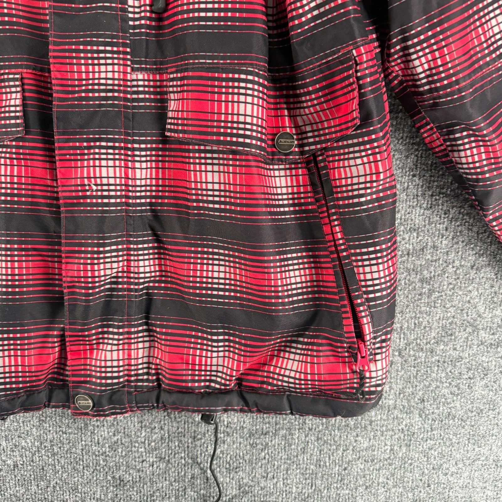 Liquid Mountain Casual Mens Medium Snowboard Ski Hooded Jacket Black Red Plaid image 4