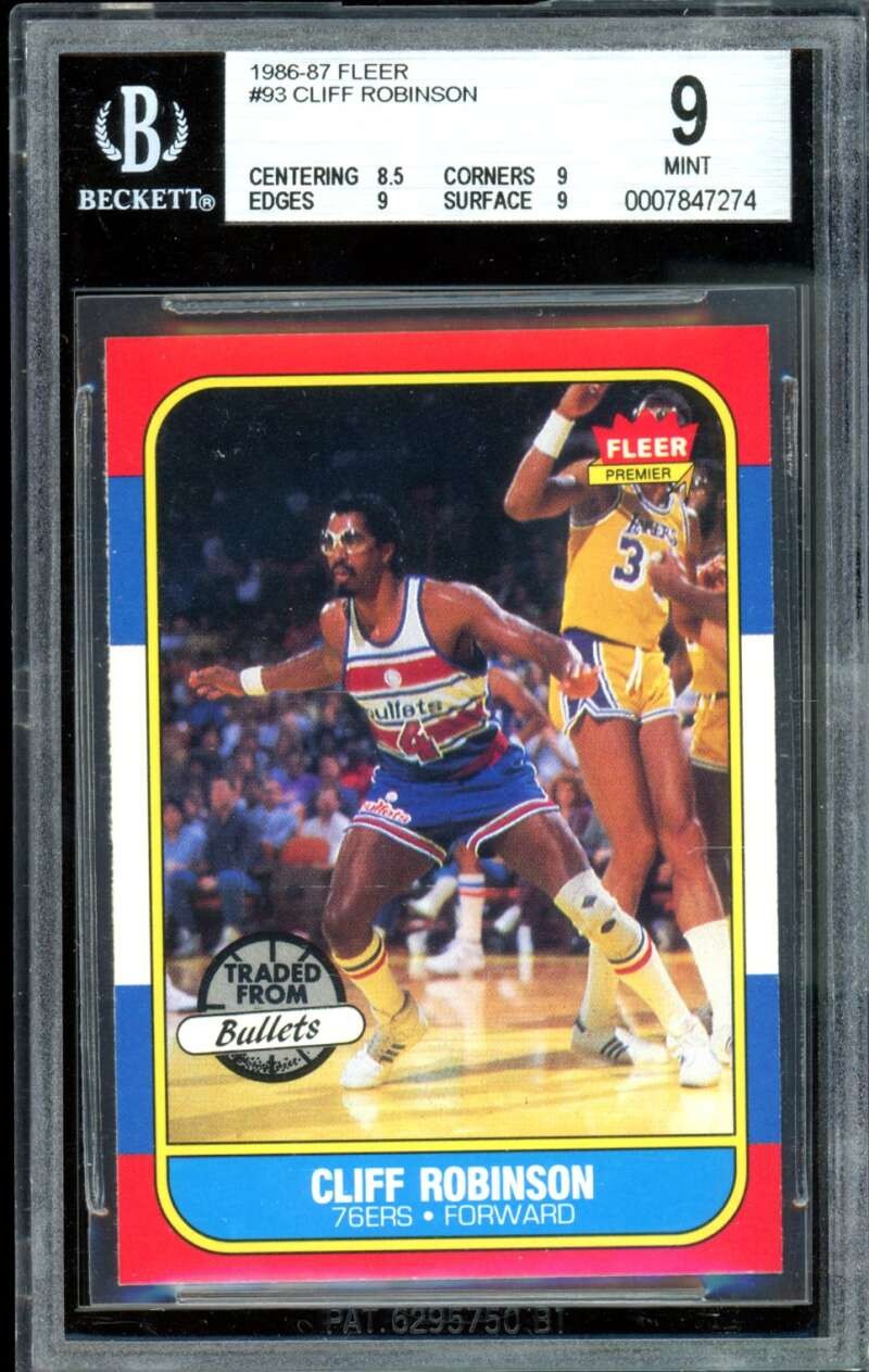 Cliff Robinson Card 1986-87 Fleer #93 BGS 9