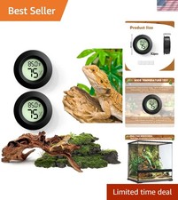 2PCS Reptile Thermometer and Humidity Gauge,Digital Adhesive Reptile Terrariu...
