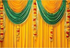 Indian Pooja Backdrop Tulle Curtain Hindu Bridal Holi Diwali Wedding 12x10ft