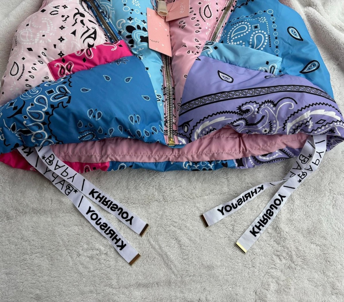 Bape x KhrisJoy Cotton Candy Patchwork Bandana Hooded Puffer Vest
