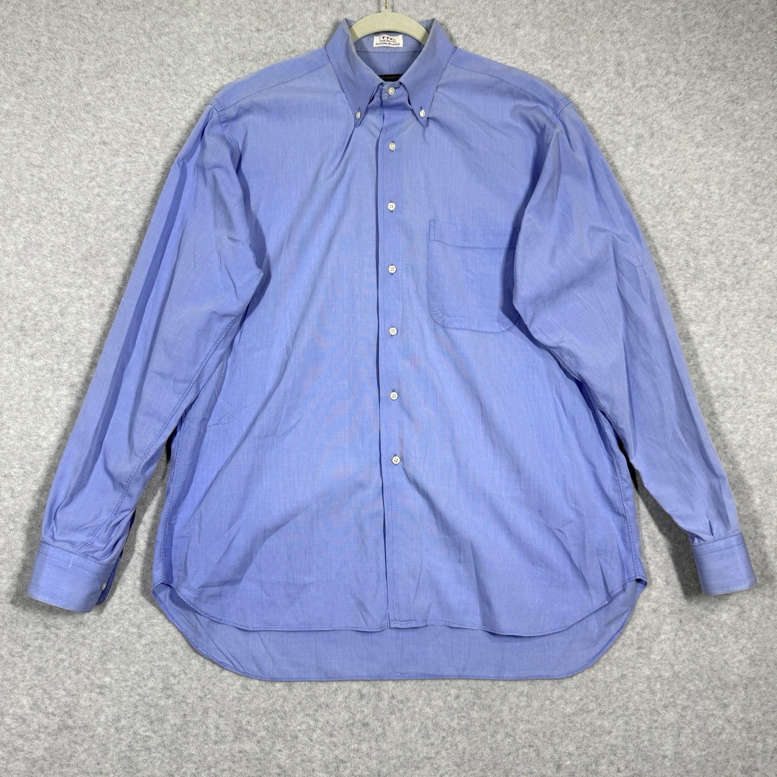 Burberry London Men's Blue Cotton Broadcloth Dress Shirt USA Made Size 17 36 37 TTX 2x2-image