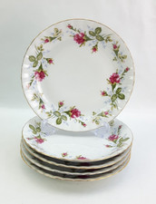 Chodziez Moss Rose - 5x 17cm Tea Side Plates - Pink Floral Poland Vintage