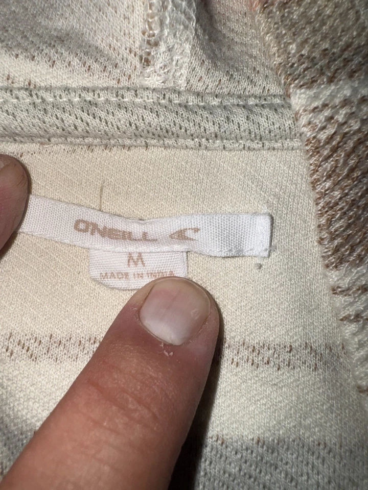 Sudadera con capucha corta O'Neill para mujer mediana crema algodón polar rayas ¡NUEVA SIN ETIQUETAS! Foto 3 de 4