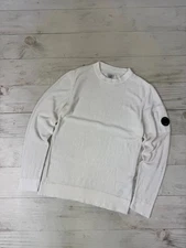 Cp Company Knit Long Sleeve Sweater Jumper Crewneck Lens Men Size M White