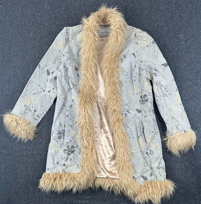 vtg Wilsons Leather Maxima Penny Lane Coat Jacket Floral Print Suede Size XL