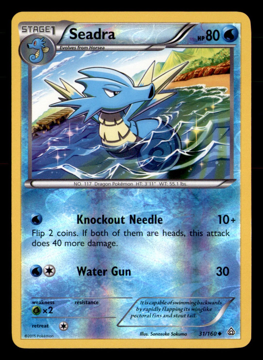Seadra 31/160 Uncommon Primal Clash Pokemon Reverse Holo Near Mint