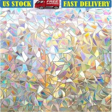Static Cling Window Film UV Protection Decorative Privacy Non Adhesive 3D Design