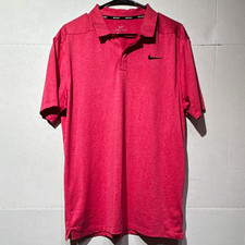 Nike Golf Dri-FIT Men’s M Pink Heathered Logo Polo Shirt Moisture Wicking