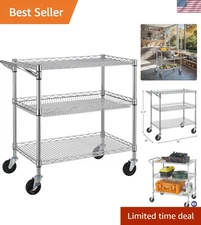 Multi-Functional Heavy Duty Service Cart: 500 lbs, Chrome Finish, Easy Assembly
