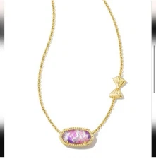 Kendra Scott LoveShackFancy Elisa Purple Iris Illusion Necklace Bow Jewelry NWT