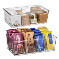  Pantry Organization and Storage Bins with Removable Dividers & Lids – 2 Pack