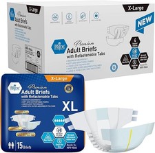 MED PRIDE Adult Briefs XL  Maximum Absorbency Refastenable Tab Diapers 30  60ct