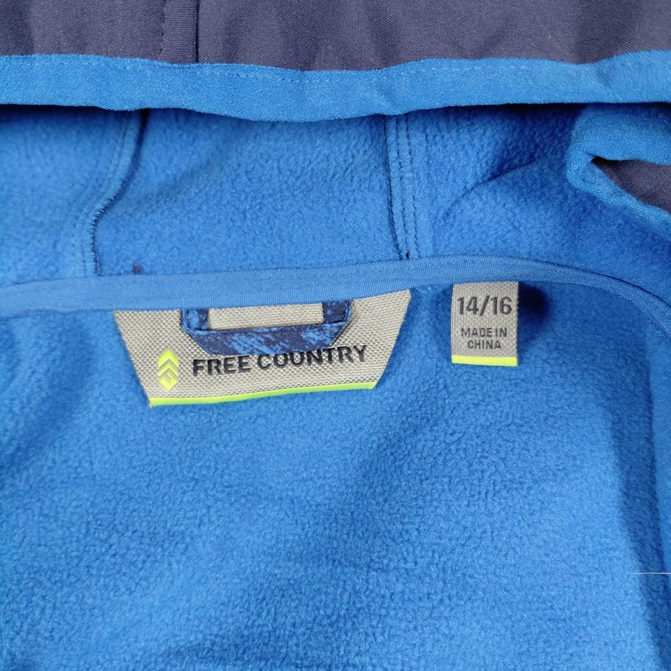 Free Country Boys Softshell Hooded Jacket Blue Geometric Print Size 14-16 - Image 4 of 4