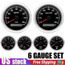 6 Gauge Set 85mm Gps Speedometer 80mph Tacho 8000rpm 52mm Fueltempoilvolt 6 Gauge Set 85mm Gps Speedometer 80mph Tacho 8000rpm 52mm Fueltempoilvolt