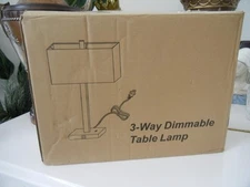 21" (2) TOUCH CONTROL BLACK MATTE 3 WAY DIMMABLE TABLE LAMPS W/GRAY LINEN SHADES