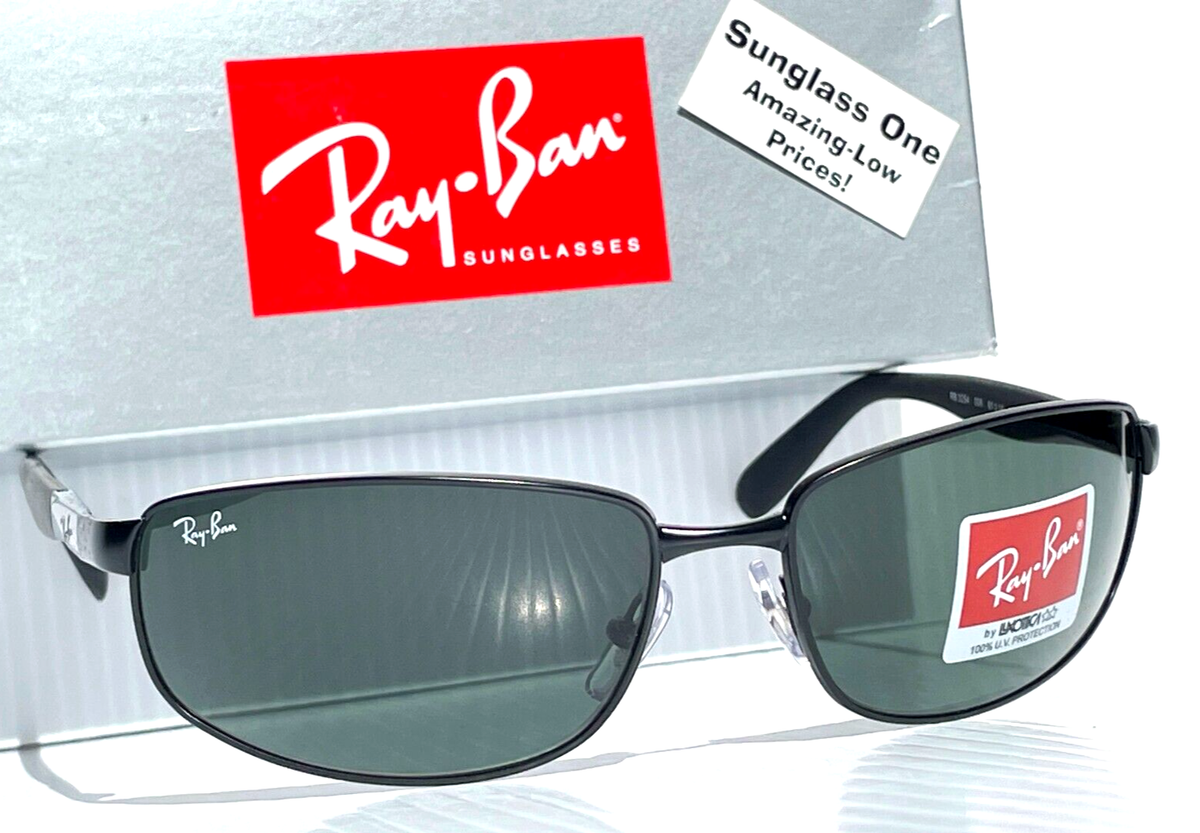 NEW Ray Ban Matte Black Metal Frame Crystal Green lens Sunglass
