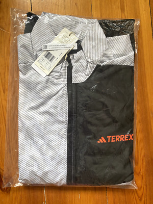 Adidas Herren Terrex Trail Running Printed Windjacke Weiß/Grau Small Neu OVP