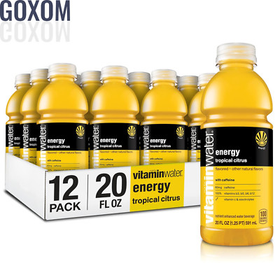 Vitaminwater Energy Electrolyte B12 60mg Caffeine Tropical Citrus 20oz 12 Pack..