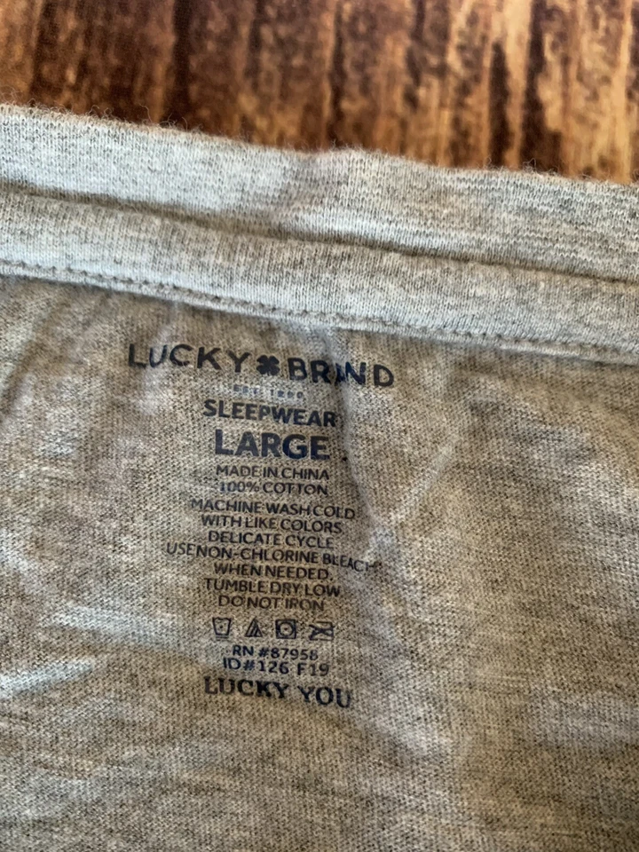 Camisa de pijama pulóver gris manga larga para hombre Lucky Brand talla: L Foto 4 de 4