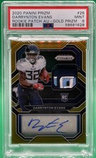 2020 Panini Prizm Darrynton Evans RC Rookie RPA PATCH AUTO GOLD /10 PSA 9
