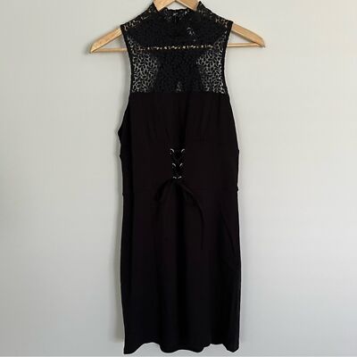 free people lace corset dress Free People High Society Lace Bodycon Dress Corset Front in Black, Size M NWT