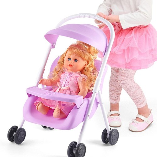 Gift Simulation Baby Stroller Toddlers Pretend Play Toy Tiny Pushchair Doll - Picture 8 of 11