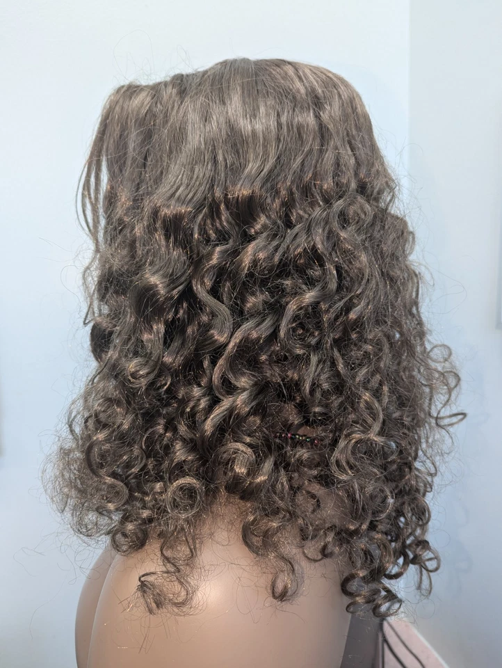 Peluca Larga 16 Pulgadas Sintética Espiral Rizado Marrón Ceniza Color #8 Parte Central Foto 3 de 4