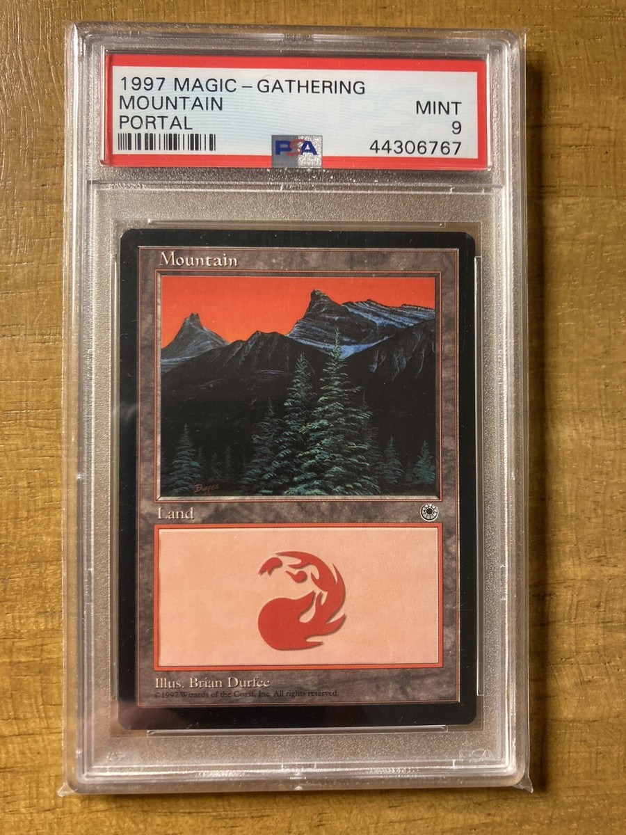 Magic The Gathering✨ MOUNTAIN Var B ✨Portal PSA 9 MINT 1997