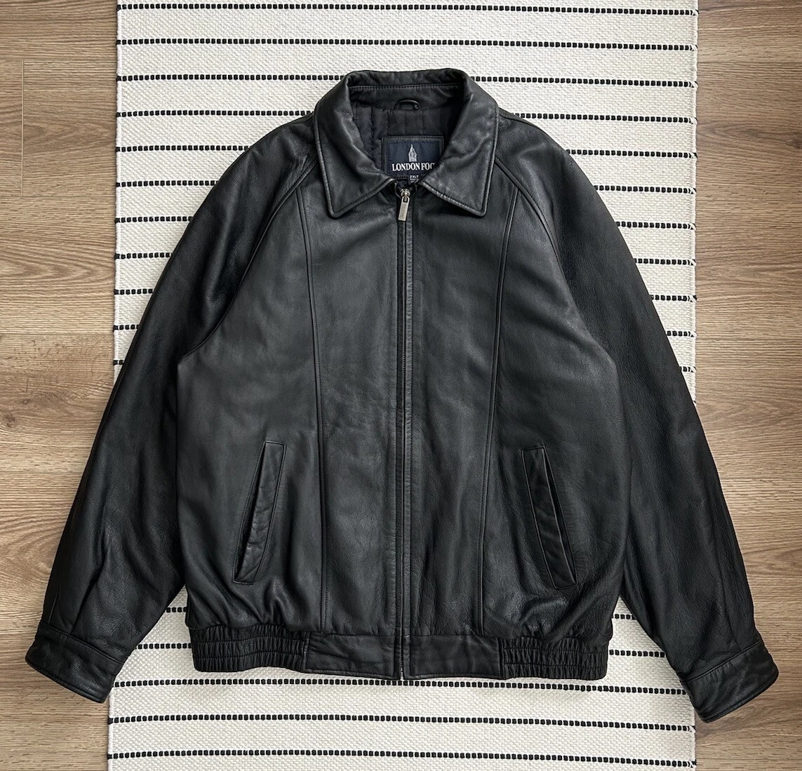 ジャケット・アウター old londo fog leather wool blouson black London Fog Leather Outer Shell Coats, Jackets & Vests for Men for