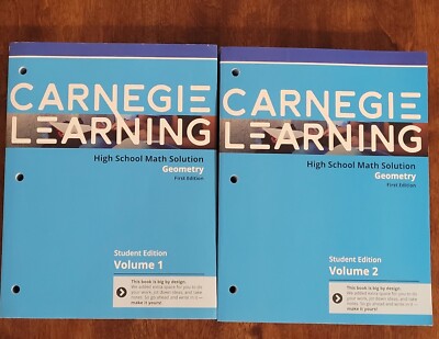 Carnegie Learning Geometry High School Math Solution 1 & 2 Volume Student -New