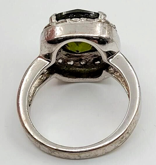 Solid 925 Sterling Silver Natural Oval Green Crys… - image 4