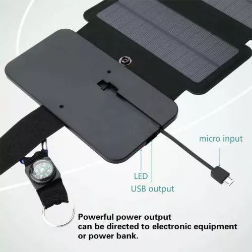 Portable Solar Power Bank Mobile Phone Charger Panel Camping Waterproof Outdoor - Picture 5 of 18