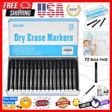 Efficient Bulk Dry Erase Markers - 72 Black Chisel Tip Markers for Classroom Use
