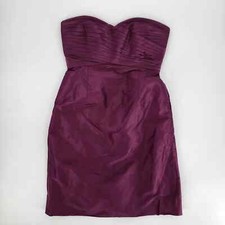 J Crew Kristin Dress 4 Silk Taffeta Strapless Pleated Sweetheart Berry Purple