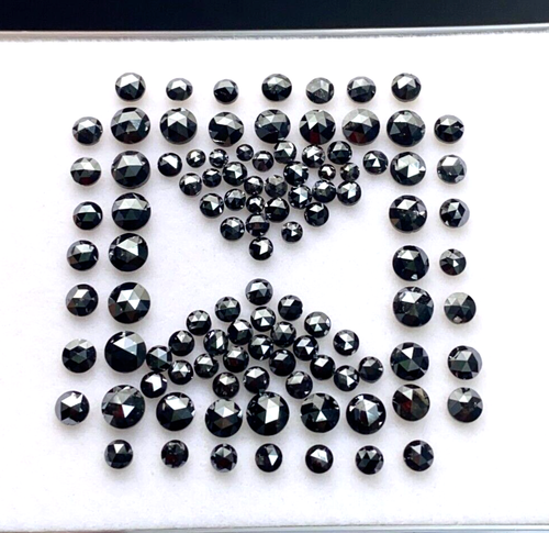 Schwarze Farbe Runde Rosenschnitt Diamant Natürlicher Diamant Lot 1 + TCW Schaufel 4,0-4,5 mm - Bild 3 von 16