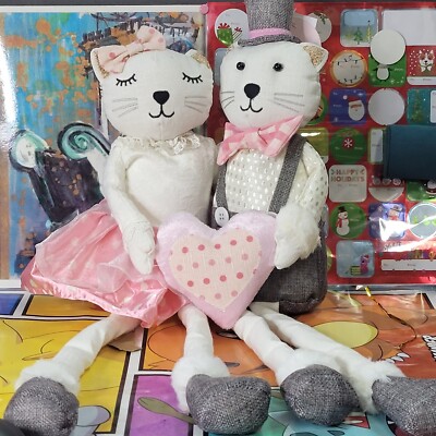 DOLLS VALENTINE BRIDE AND GROOM KITTY 1980 QUIRKY ECLECTIC