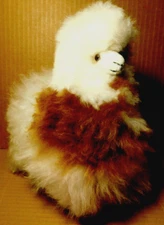 Unbranded~Real Alpaca Fur White & Brown Handmade Fluffy & Soft Llama 8" (H)