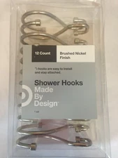Made By Design 12 Ct Shower Hooks S-Hooks Brushed Nickel Finish.  