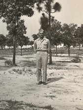 Vtg Black  White Photo Of Man In US Military Uniform Army Soldier WW2 Era