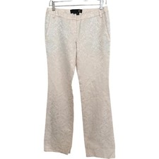 Vtg Roberto Cavalli Brocade Paisley Print Bootcut Pants Sz 40 - Low Rise Ivory