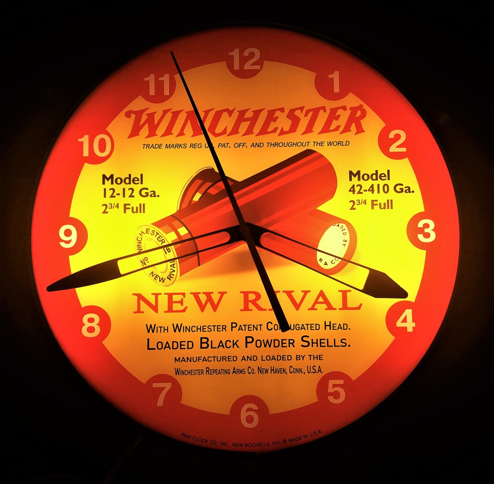 Vintage Rare WINCHESTER NEW RIVAL SHOTGUN SHELLS Lighted PAM CLOCK Sign Video eBay