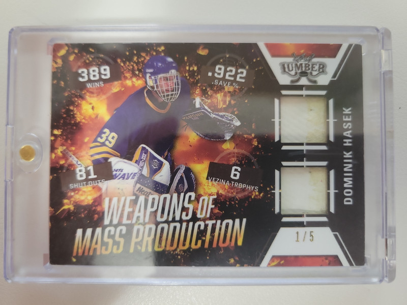 2021-22 Leaf Lumber - Weapons of Mass Production Dominik Hasek #WMP-3 Pewter /5