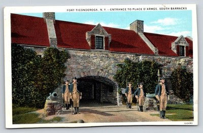 Fort Ticonderoga New York~Place D'Armes Entrance~South Barracks~Cannon~1920s PC